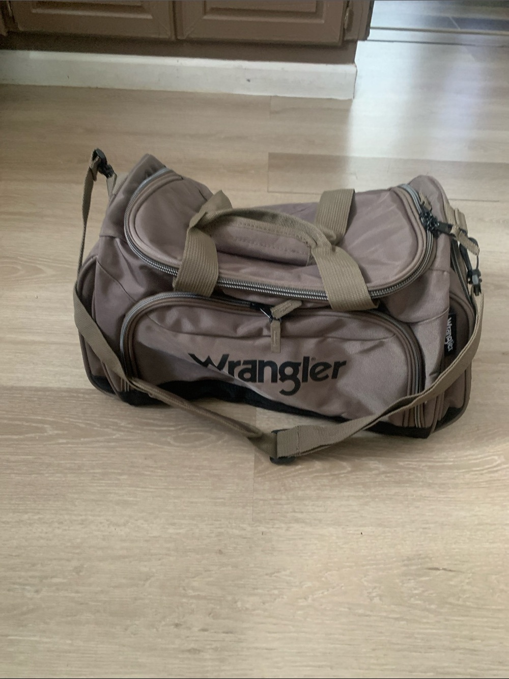 Wrangler Taupe Duffel Bag with Black Accents